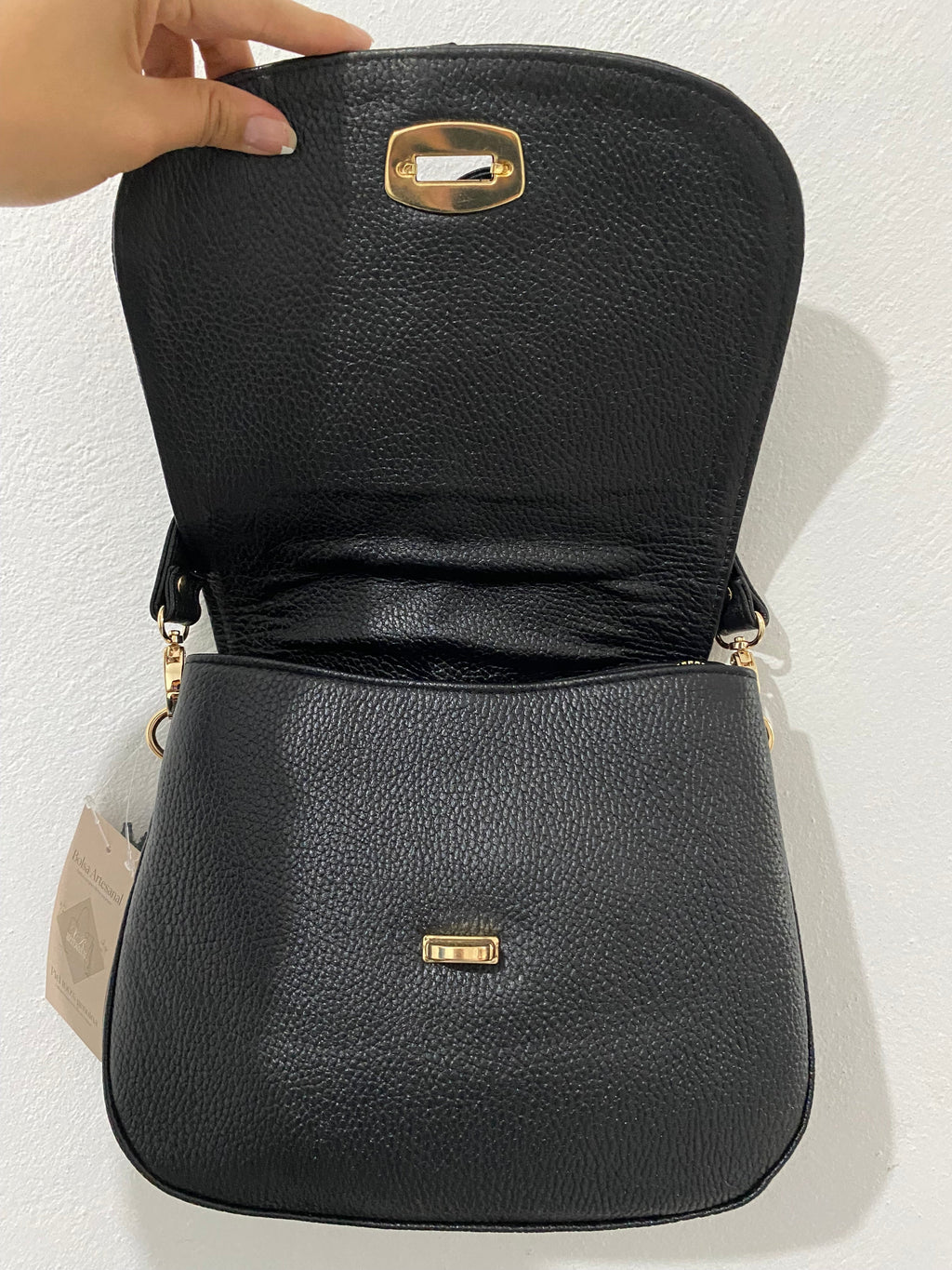 Bolsa Saddle Noir negra interior abierto